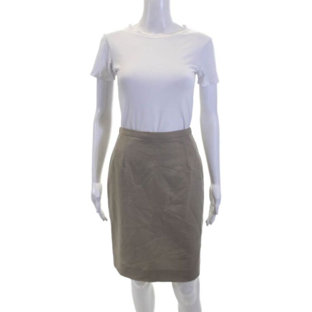Giorgio Armani Le Collezioni Womens Back Zip Pencil Skirt Brown Wool Size 4